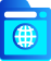 Icona azzurra di sito web con globo terrestre al centro.