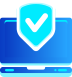 Laptop protetto, sicurezza garantita, tick di conferma.