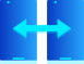 Due schermi blu con frecce che indicano trasferimento dati.