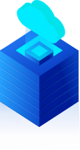 Server blu con cloud sopra, rappresentazione grafica di cloud computing.