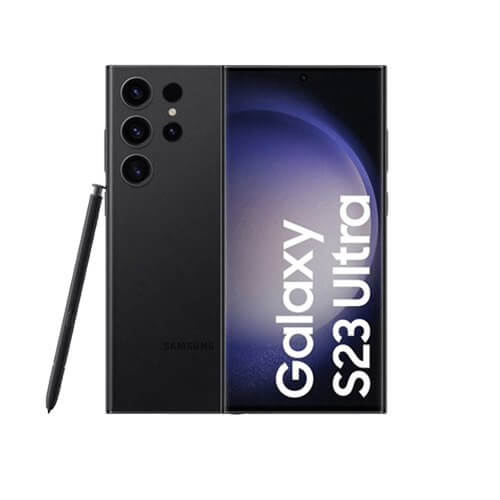 Smartphone Samsung Galaxy S23 Ultra nero con S Pen.
